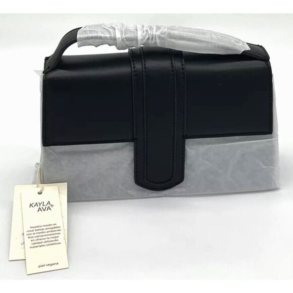 Kayla + Ava Women's Black Miranda Vegan Leather Crossbody/Shoulder Bag - Picture 1 of 7